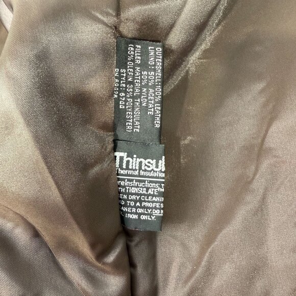 Adventure Bound Mens Brown Leather Jacket W/ Thinsulate Liner Removable Size L - Picture 7 of 14